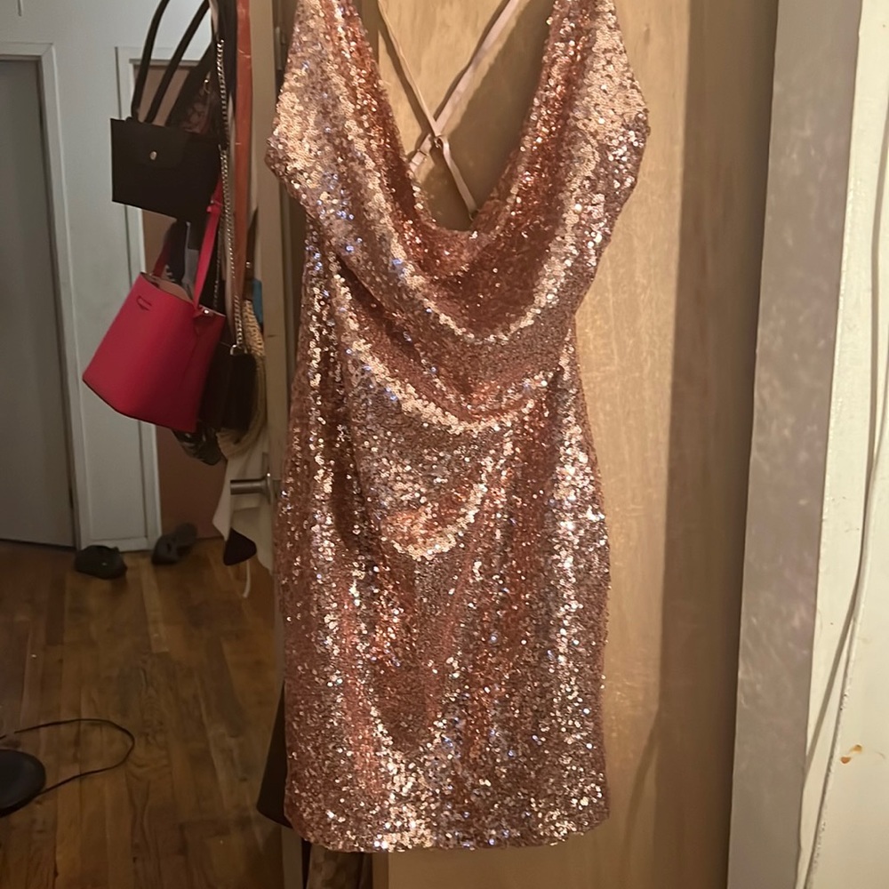 Brand new rose gold sequin mini dress Fashion Nova size 2x